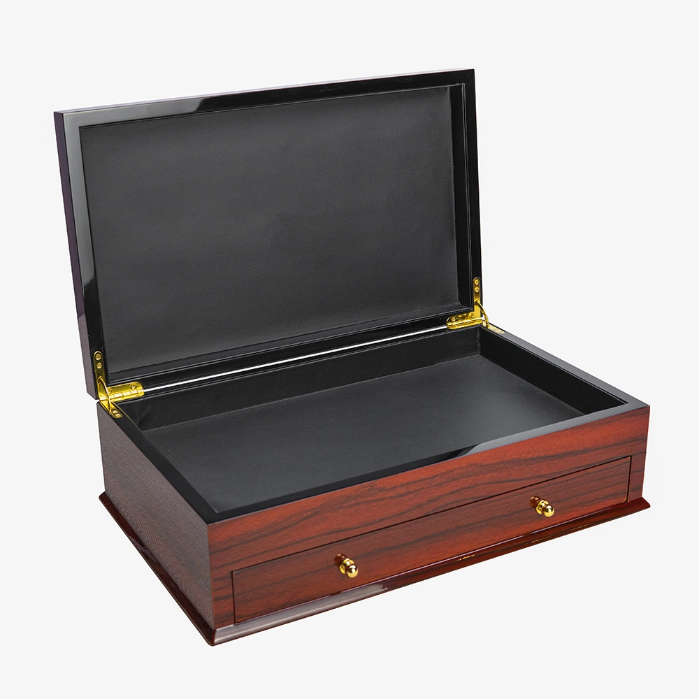 Decorative Engraved Display Large Red Double Drawer Wooden Gift Boxes Wholesale Jewelry Box