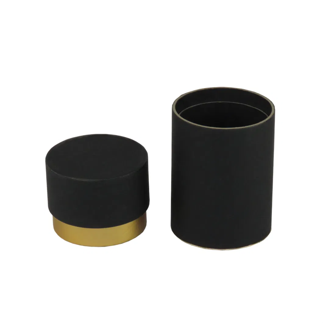 Wholesale Luxury Cylinder Embossing Logo Packaging Black Round Perfume Box with You Own Logo