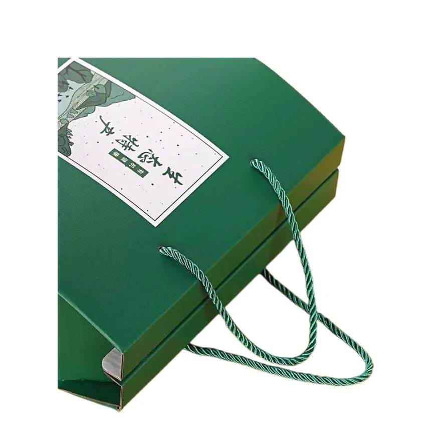 Custom Rigid Cardboard Box Wholesale Large Box with Rope for Tea/Food/Dried Goods/Seafood