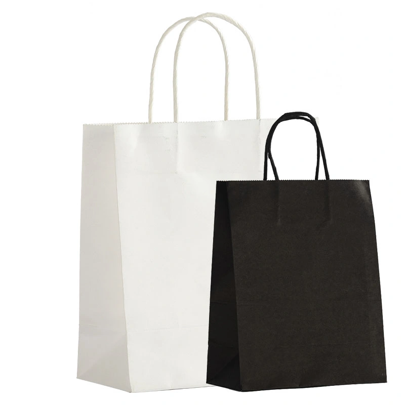 100% Black Recyclable Brand Kraft Paper Bag Logo Printed Paper Tote