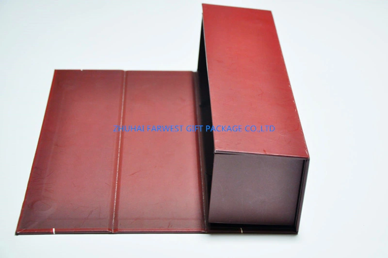 Single Bottle Foldable Paperboard Wine Box with Logo Hotstamp