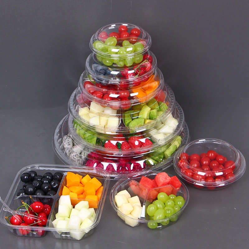 Breathable and Ventilated Transparent PET Blister Plastic Hinged Clamshell Box for Fruit, Strawberry, Blueberry, Tomato, Salad, Cake Packing