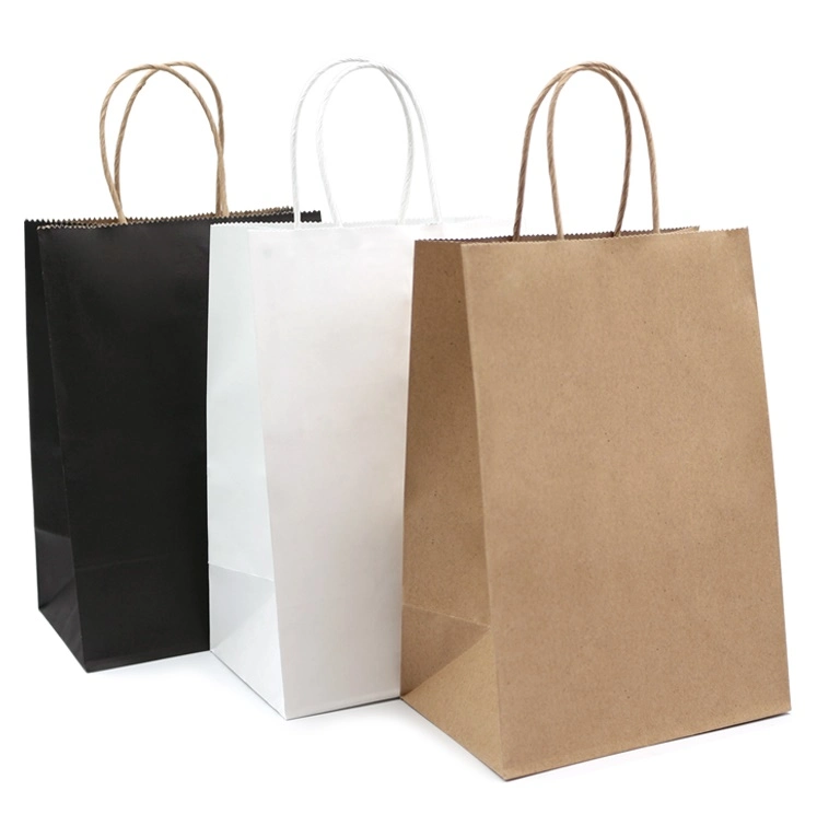 100% Black Recyclable Brand Kraft Paper Bag Logo Printed Paper Tote