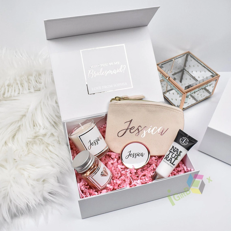 Custom Wedding Bridesmaid Gift Box with Shredded Paper Stuffing