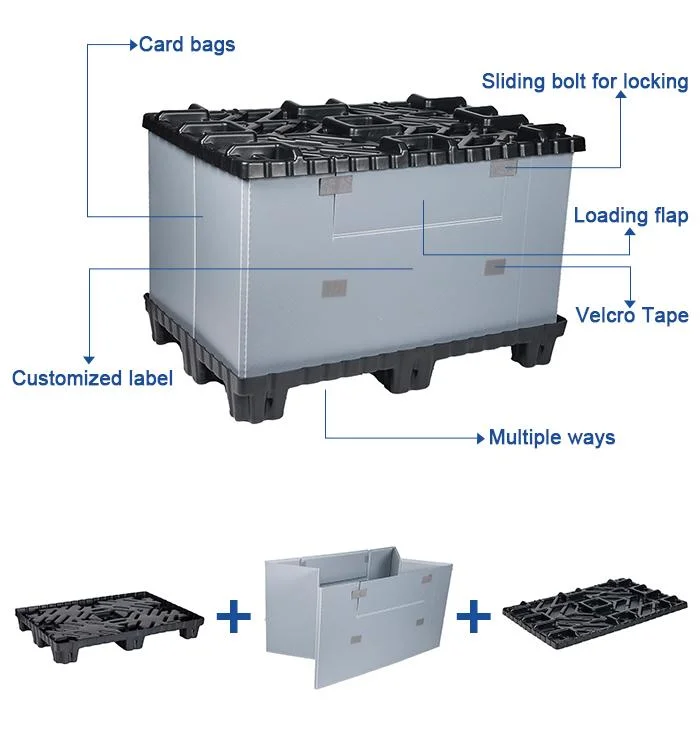 PP Honeycomb Collapsible Moving Plastic Pallet Box Foldable Bulk Pallet Container Plastic Pallet Box for Storage and Shipping