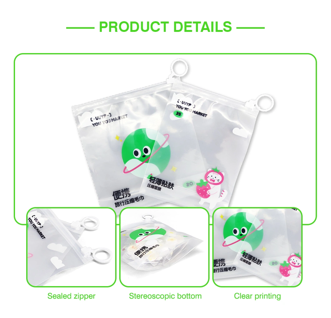 Wholesale High Quality Eco-Friendly Zip Lock Plastic Factory Price PE Towel Cotton Paper Tissue Plastic Rope Packaging Bag