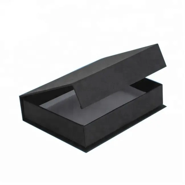 Luxury Eco Friendly Custom Book Shape Hard Flip Top Black Small Folding Paper Box Magnetic Gift Box