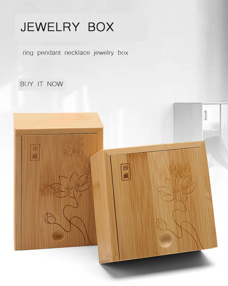 Factory Wholesale High-End Bamboo and Wood Bracelet Jade Jewelry Box Ring Pendant Gift Packing Box