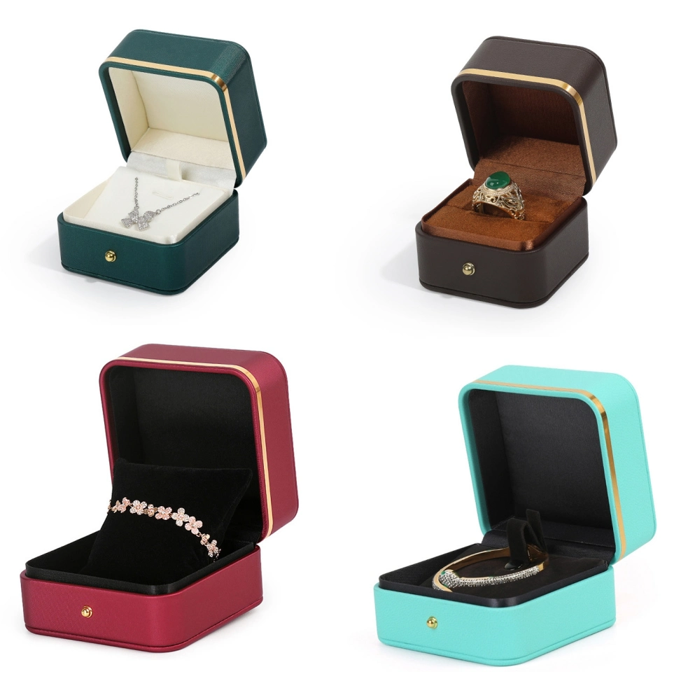 Manufacture Wholesale Custom Logo Leather Ring Necklace Bracelet Wedding Box Marriage Jewelry Packaging Gift Jewelry Box