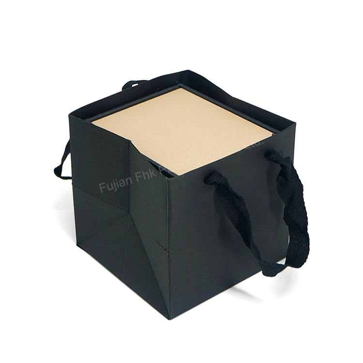 Wholesale Black Leather Handle Jewelry Box Earring Bangle Bracelet Ring Jewelry Packaging Paper Box