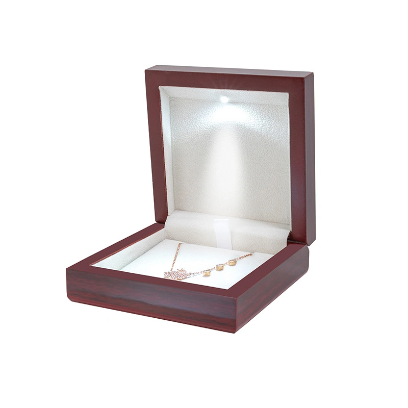 LED Jewelry Box Wooden Gift Box Wine Wood Grain Paint Goods in Stock Customization Printing Logo