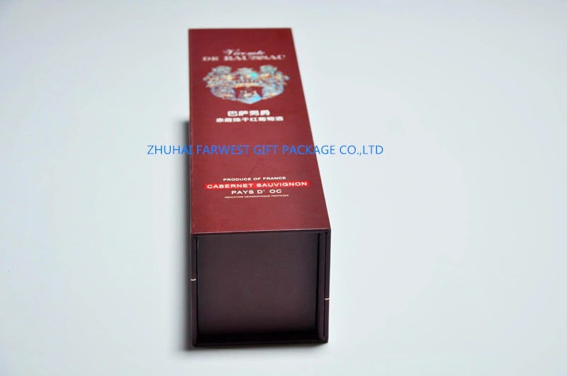 Single Bottle Foldable Paperboard Wine Box with Logo Hotstamp