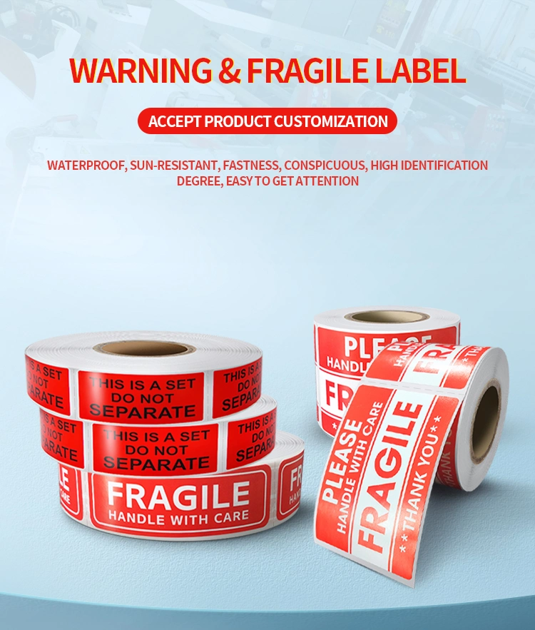 Cheap Wholesale High Quality Waterproof Shipping Blank Roll Biodegradable Custom Fragile Label Sticker