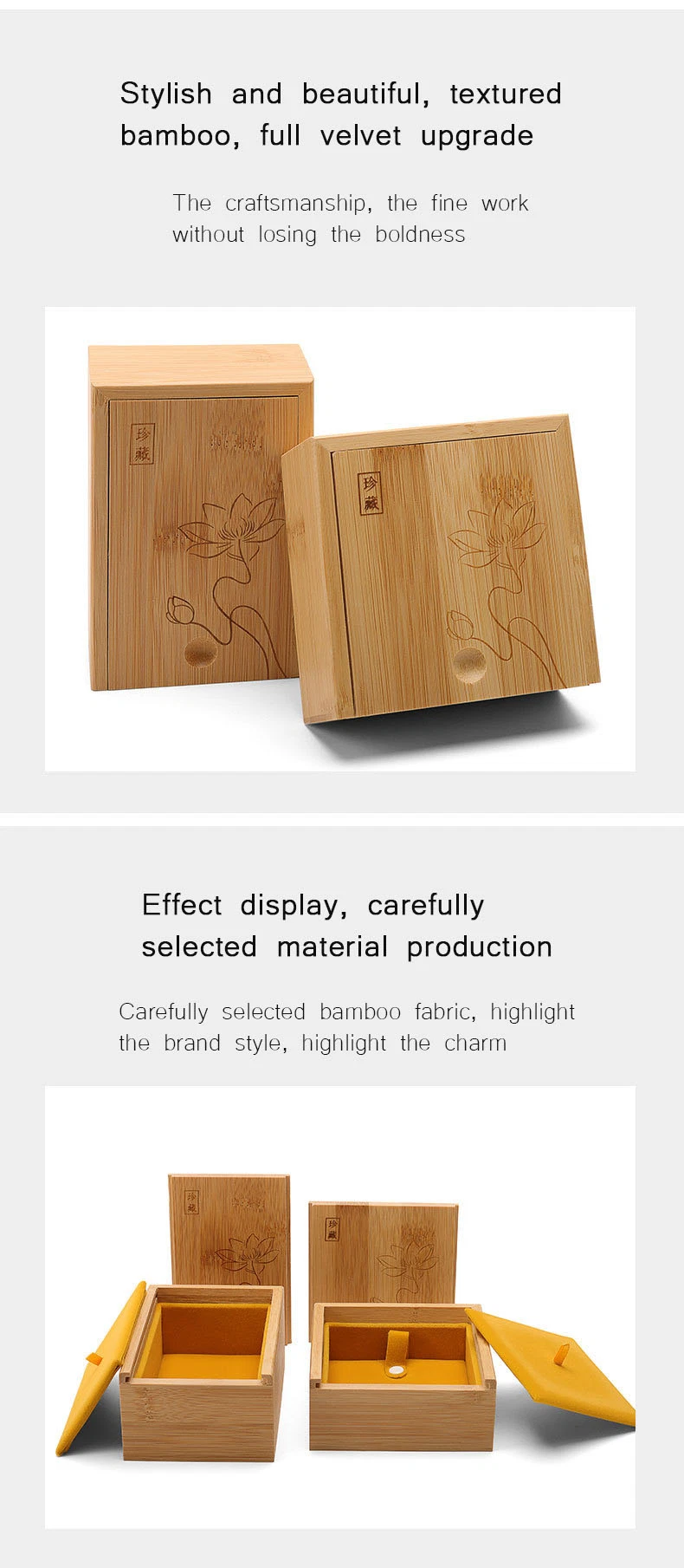 Factory Wholesale High-End Bamboo and Wood Bracelet Jade Jewelry Box Ring Pendant Gift Packing Box