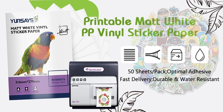 Self Adhesive Thermal Printing Waterproof Matte PP Inkjet Vinyl Sticker Paper