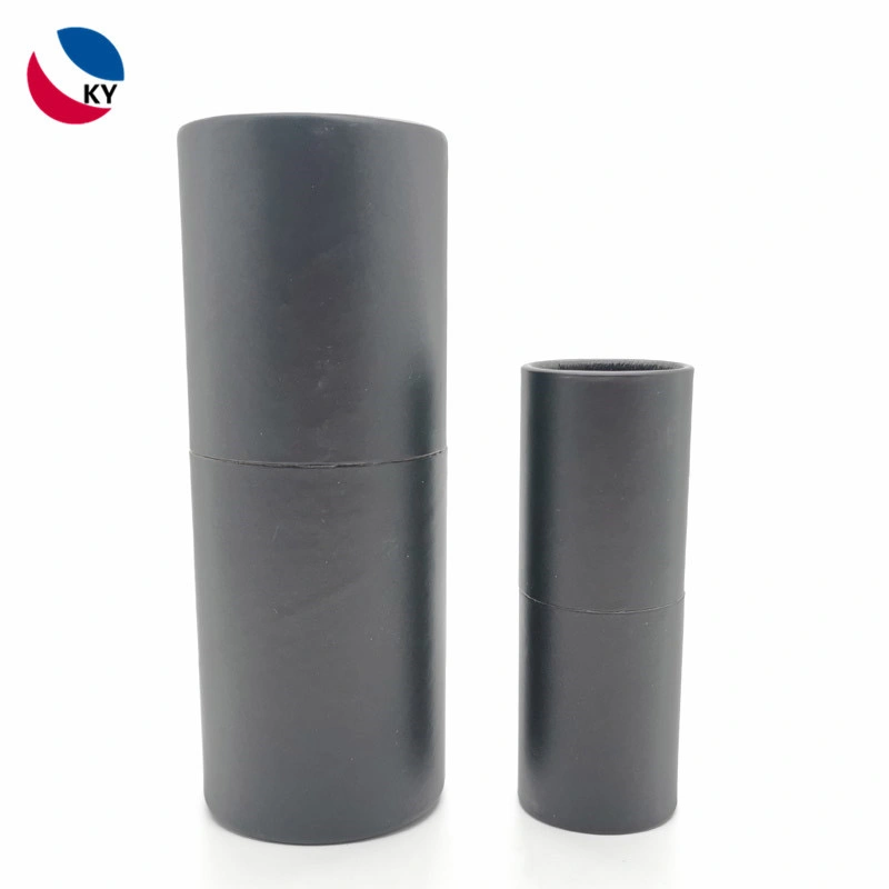 Biodegradable Cardboard Black Kraft Paper Coffee Packaging Cylinder Shape Gift Box with Lid