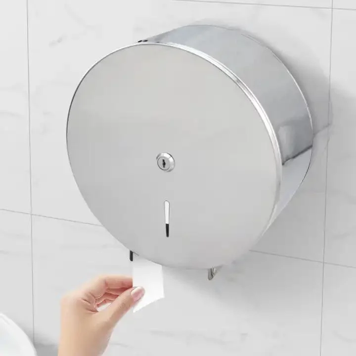 Stainless Steel Brushed Finish Wall Mounted Bathroom Jumbo Roll Toilet Tissue Paper Dispenser