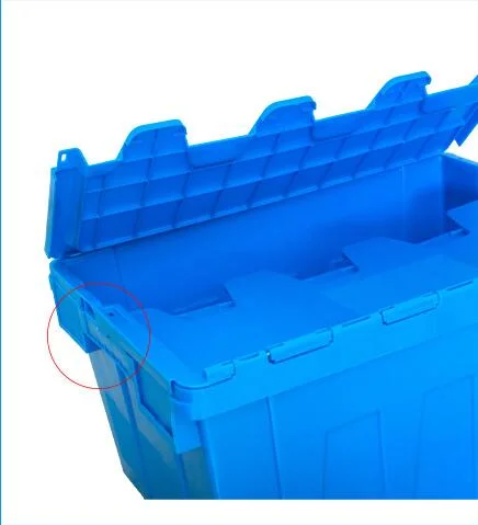 Cheap High Quality Nestable and Stackable Turnover Logistic Hinged Plastic Moving Attched Lid Tote Boxes Plastic Box