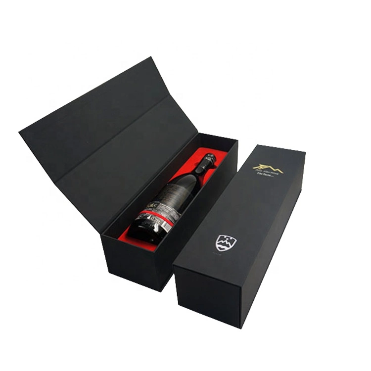 Custom Printed Black Magnetic Book Gift Box with Blister Insert for Luxury Wine Packaging