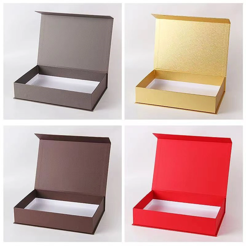 Luxury Custom Book Shape Hard Flip Top White Folding Paper Box Magnetic Gift Box