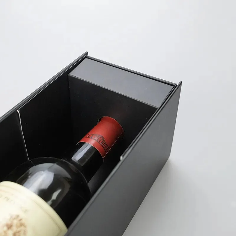 Custom Black Luxury Red Wine Paper Packing Box Bottle Packaging Gift Wine Box