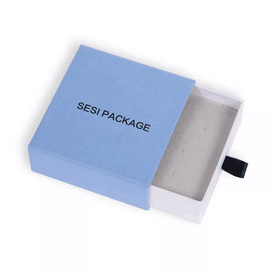 Custom Luxurious Jewellery Packaging Pouch Printed Cardboard Drawer Box Fashion White Jewelry Packaging Box with Pouch