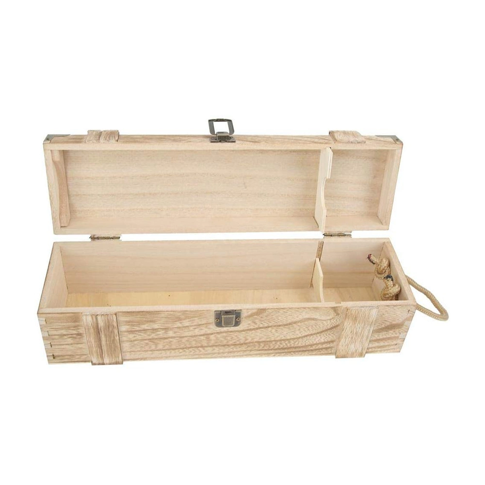 Wood/Wooden Gift Box with Rope Handle for Red Wine Packing/Storage