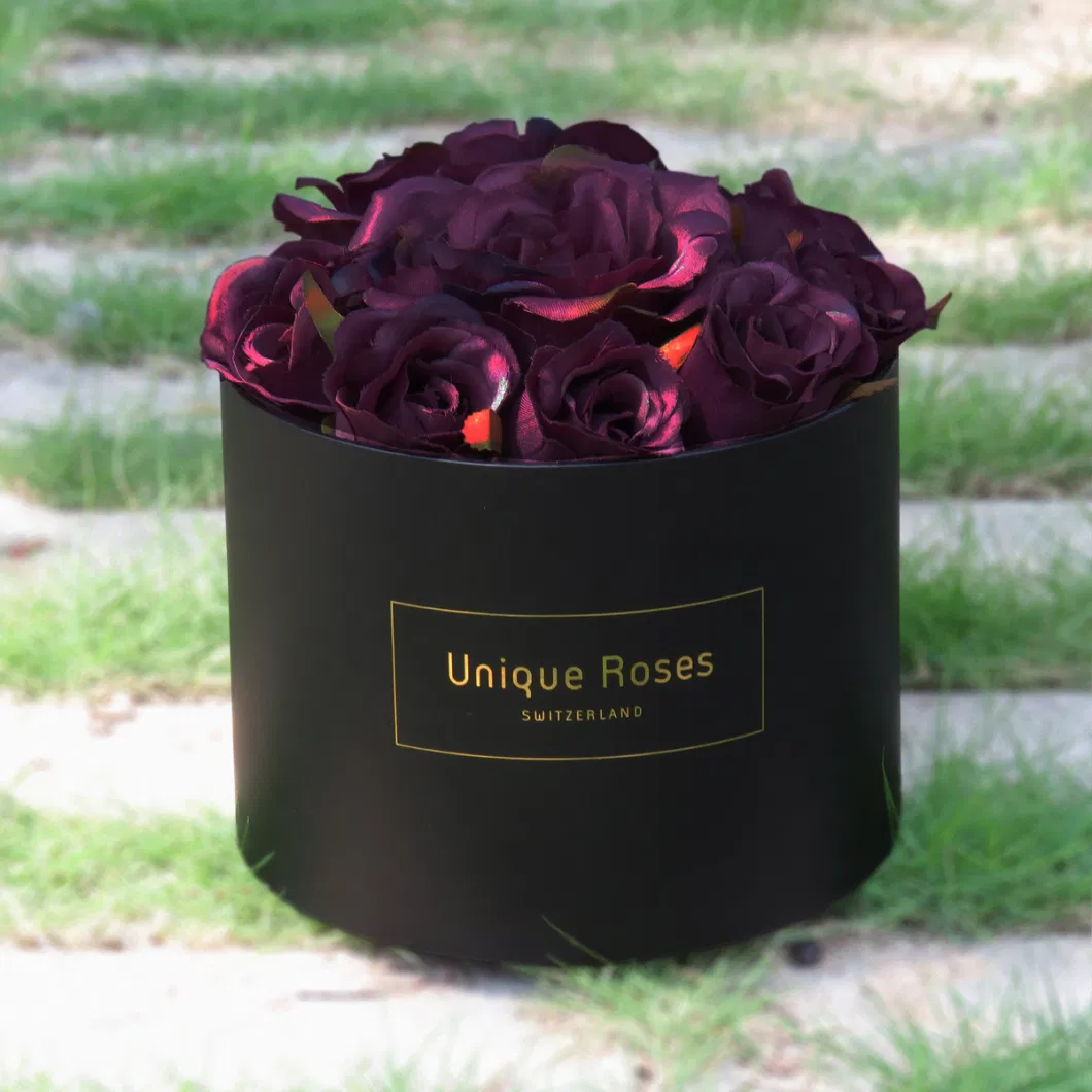 Luxury Valentine&prime;s Day Paper Flower Box Wholesale Round Cylinder Cardboard Wedding Gift Box for Rose Flower Packaging