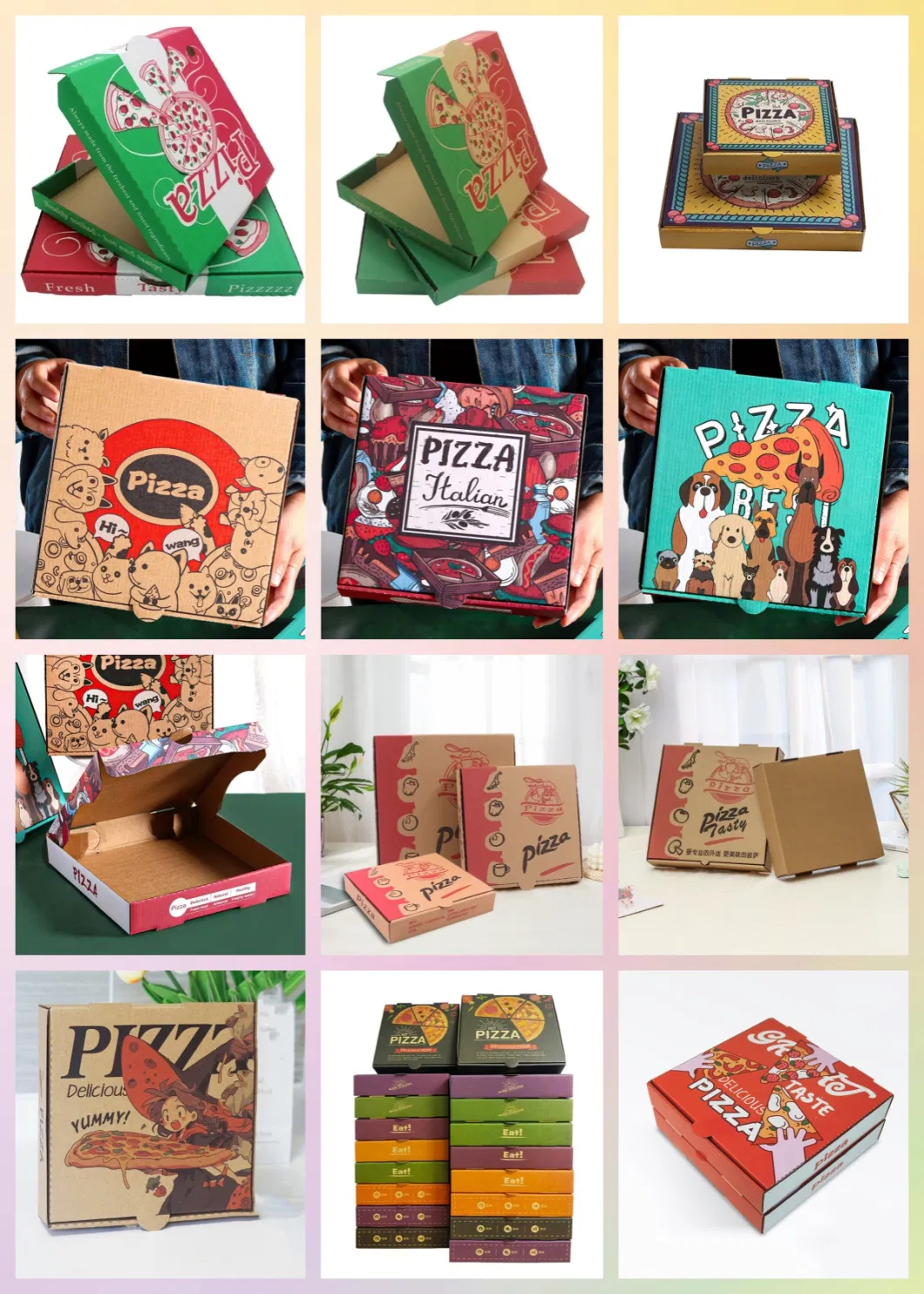 Personalized Luxury Custom Large Paper Cardboard Food Grade Delivery Kraft Pizza Box