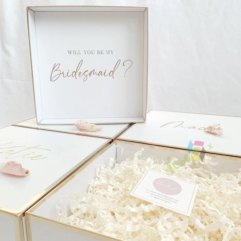 Custom Wedding Bridesmaid Gift Box with Shredded Paper Stuffing