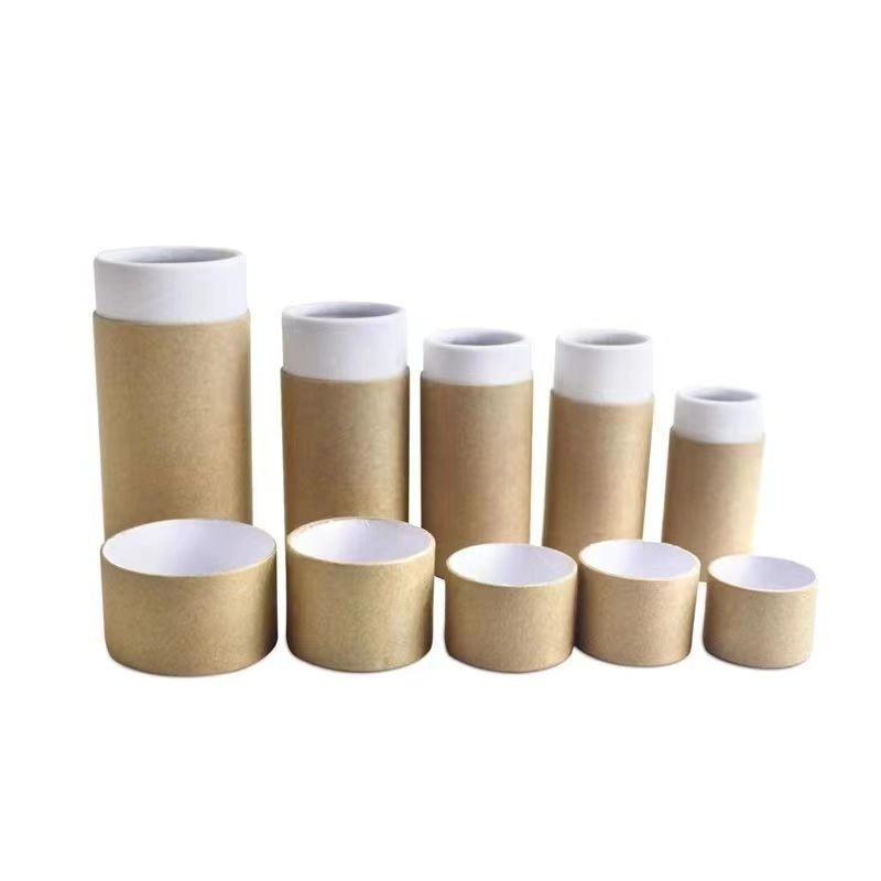 Wholesale Kraft Paper Cylinder Packaging Creative Portable Blank Gift Box with Two Different Lids