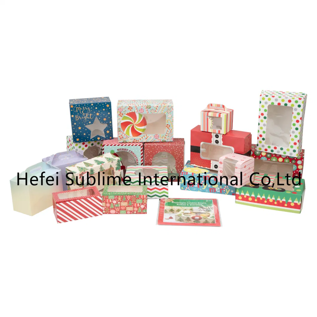 Paper Boxes with Clear Window Cake Paper Holders Handle Boxes Cake Containers Treat Boxes Gift for Party Wedding, Christmas Party