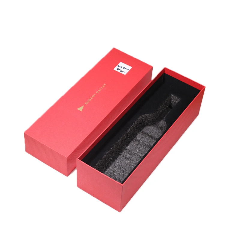 Red Color Paper Wine Gift Box with Gold Stamping Logo for Wine Champagne Glass/Bottle