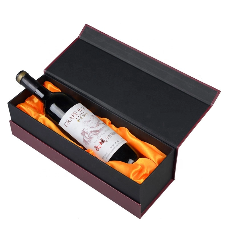 Custom Printed Black Magnetic Book Gift Box with Blister Insert for Luxury Wine Packaging