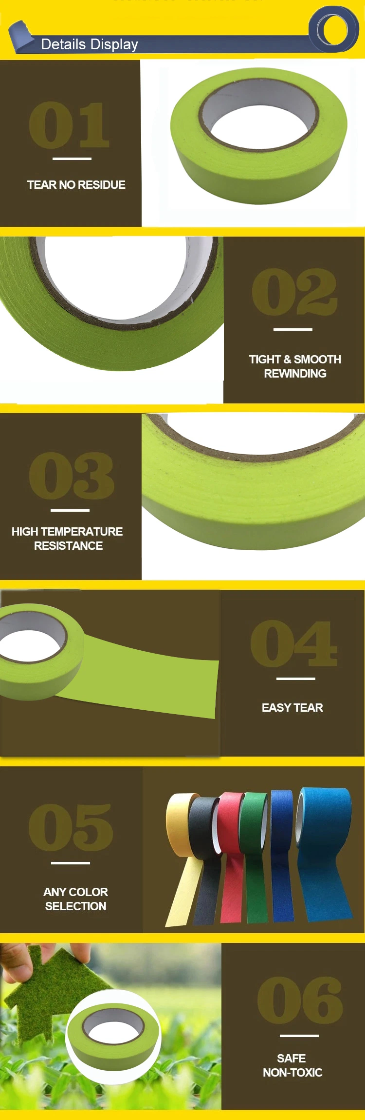 Waterproof 30days UV 100degree to 120degree Resistant Washi Tape Masking Tape (48mm*55m)