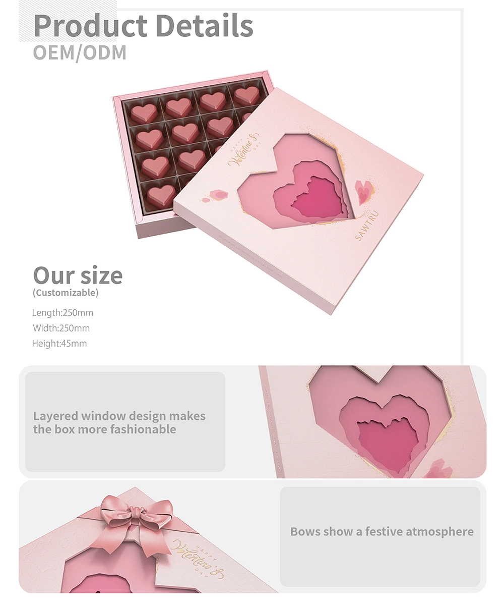 Valentine Day Heart Shape Luxury Packaging Pink Gift Box