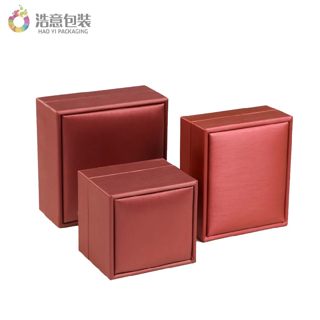 Custom Luxury Leather Bracelet Necklace Square Red Ring Gift Box for Jewelry