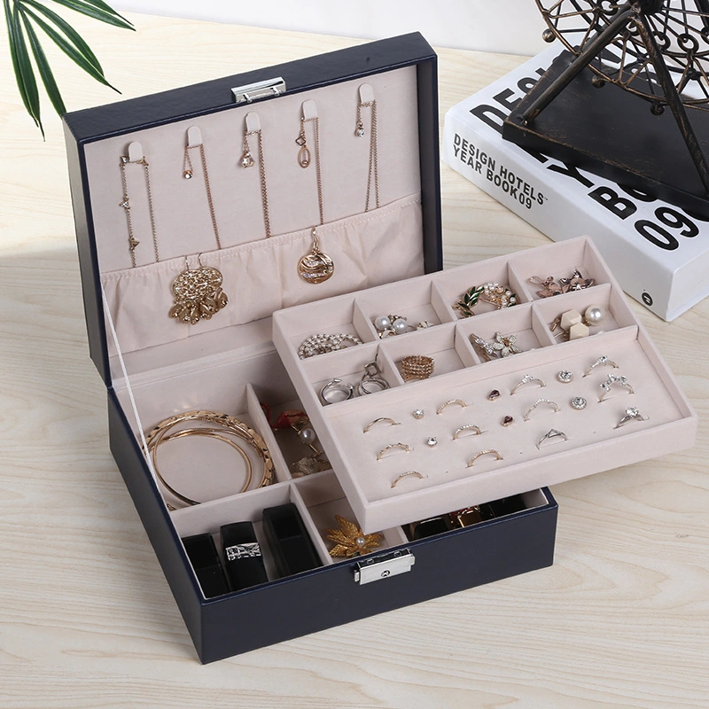 Rectangular Wooden Jewellery Box Vegan Leather Packaging Box Home Jewellery Accessories