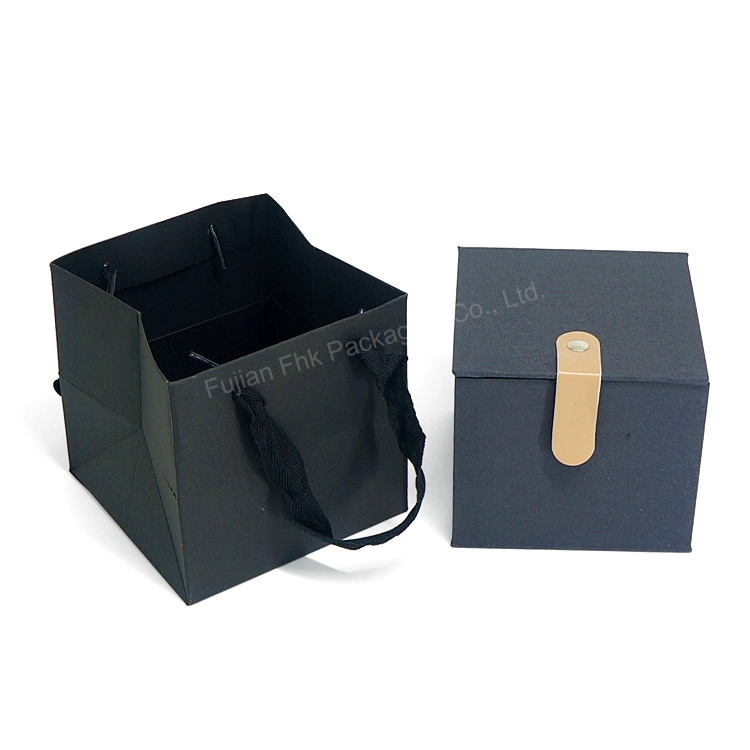 Wholesale Black Leather Handle Jewelry Box Earring Bangle Bracelet Ring Jewelry Packaging Paper Box