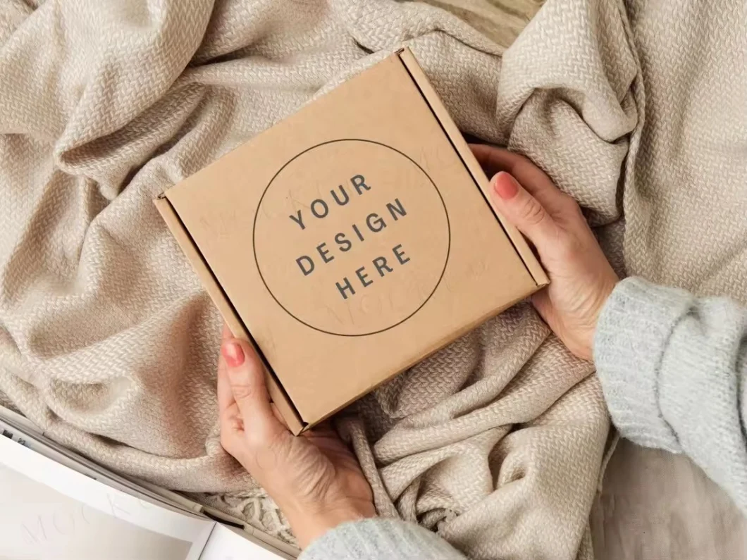 Small Business Custom Logo Print Handmade Recycled Cardboard Paper White Kraft Brown Postage Postal Mailer Gift Box Packaging