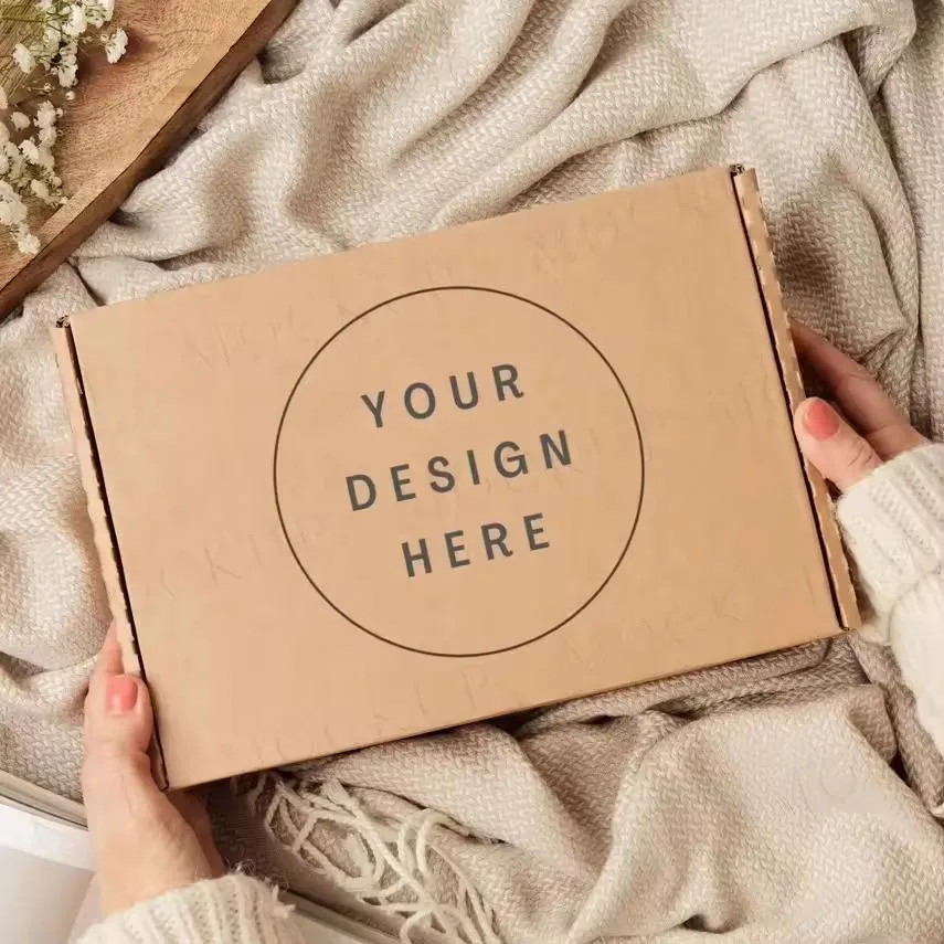 Small Business Custom Logo Print Handmade Recycled Cardboard Paper White Kraft Brown Postage Postal Mailer Gift Box Packaging