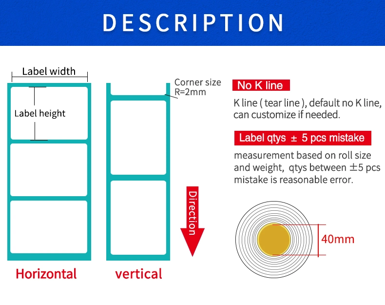 Waterproof Self-Adhesive Sticker Paper for Labels Blank Rolls