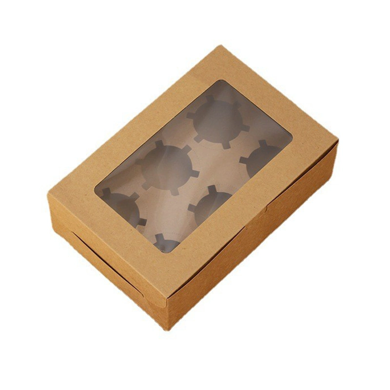 Custom Logo 2/4/6/12 Holes Cupcake Paper Packaging Mini Transparent Bulk Cheese Cake Box for Birthday Wedding Party