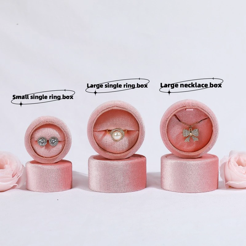 Made in China Wholesale Cylinder Velvet Pearl Jewelry Box Jewelry Storage Box