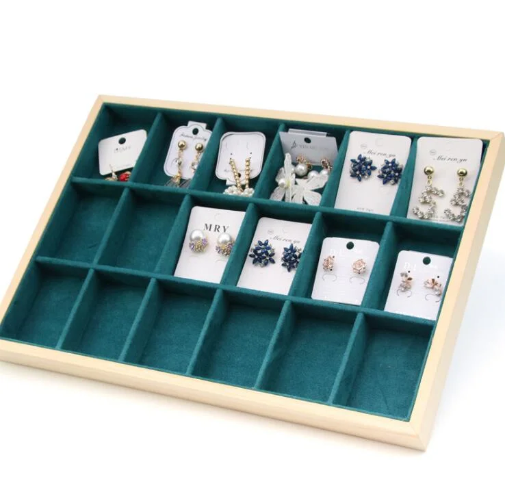 Wholesale New Green Velvet Necklace Rings Box Bracelet Pendant Jewelry Earring Storage Jewellery Display Tray