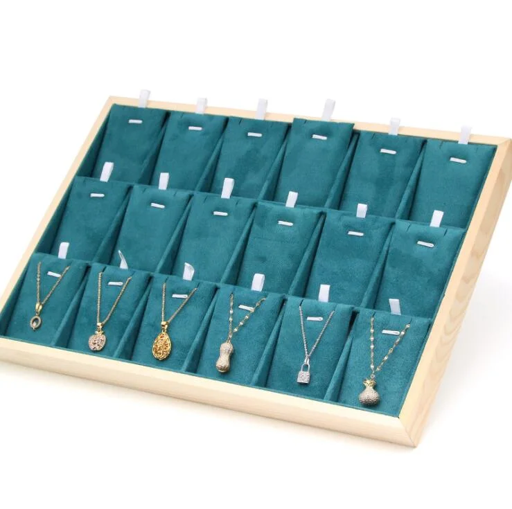 Wholesale New Green Velvet Necklace Rings Box Bracelet Pendant Jewelry Earring Storage Jewellery Display Tray