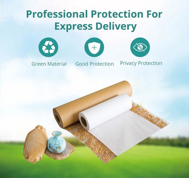 Eco Friendly Recyclable Packaging Materials 70GSM 80GSM White Black Brown Wrapping Roll Kraft Honeycomb Paper.