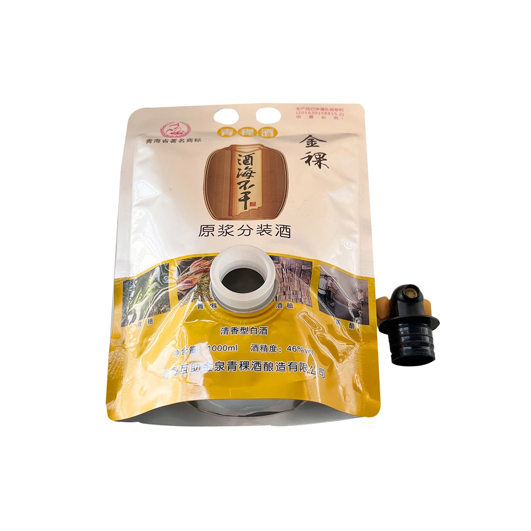 Custom Aluminium Foil Spout Packaging Liquid Wine with Tap Valve Spout Bag
