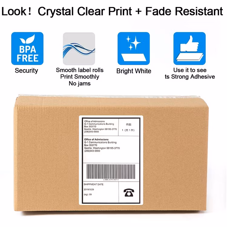 Custom Adhesive Paper Roll Thermal 4*6 Inch Blank Fanfold Label Shipping Sticker 100X150mm Waterproof