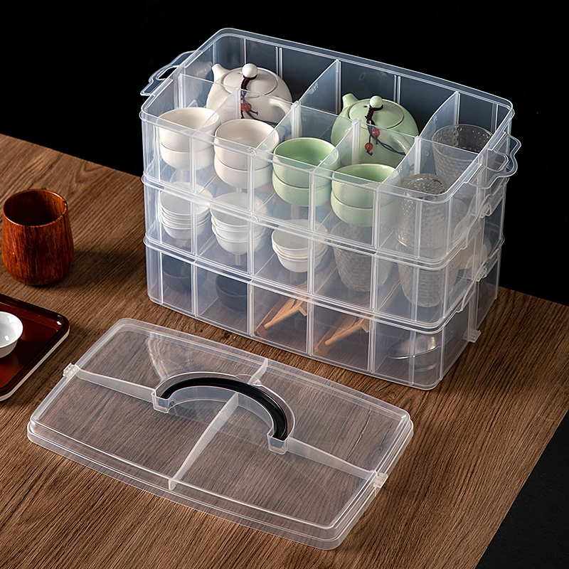 7203 High Quality Transparent Compartmentalized Cup Plastic Storage Box